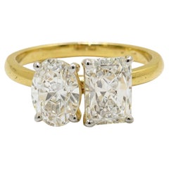Anello di fidanzamento "Toi et Moi" in argento sterling 925 da donna con moissanite.