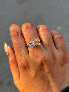 925 Sterling Silver Toi et Moi Ring Band For Engagement Moissanite Ring.