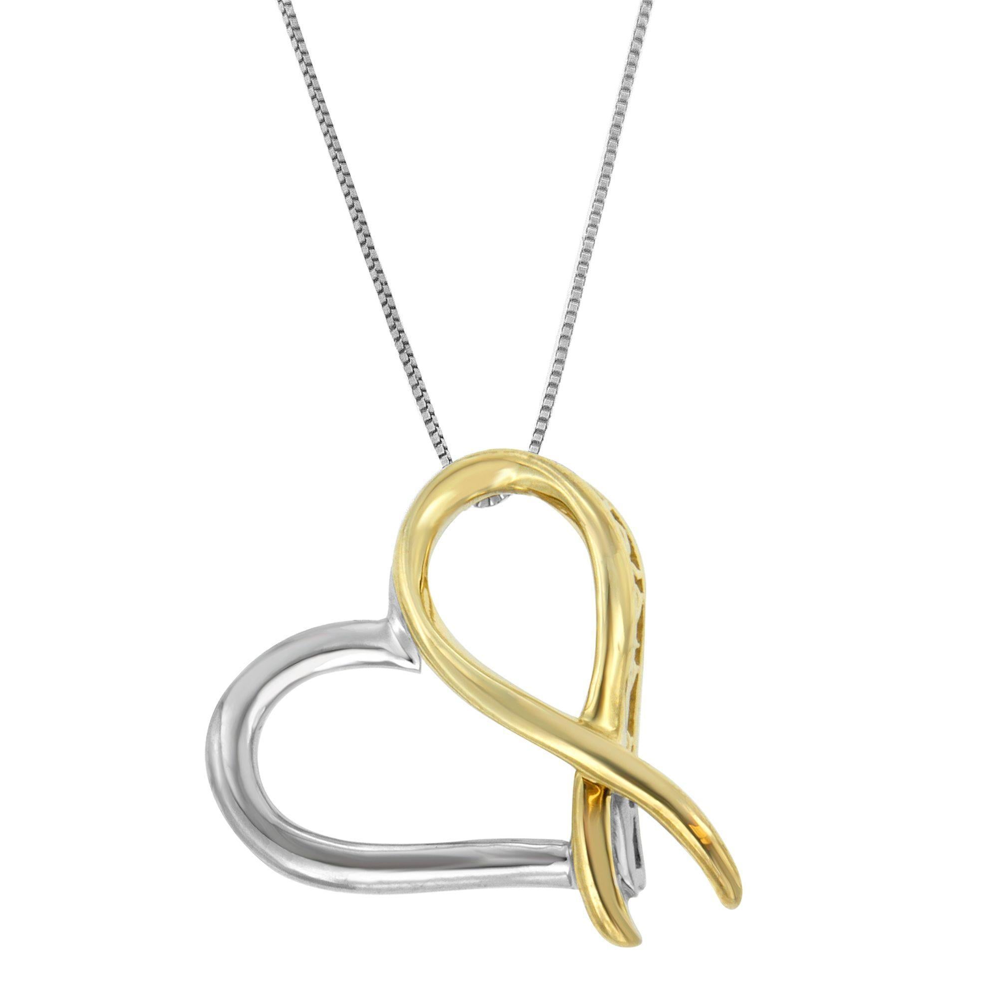Celebrate any special occasion by wearing this elegant and fashionable pendant. It features the shape of a heart that signifies the one side of half heart made with sterling silver. Further, the second represent the ribbon design, composed of yellow