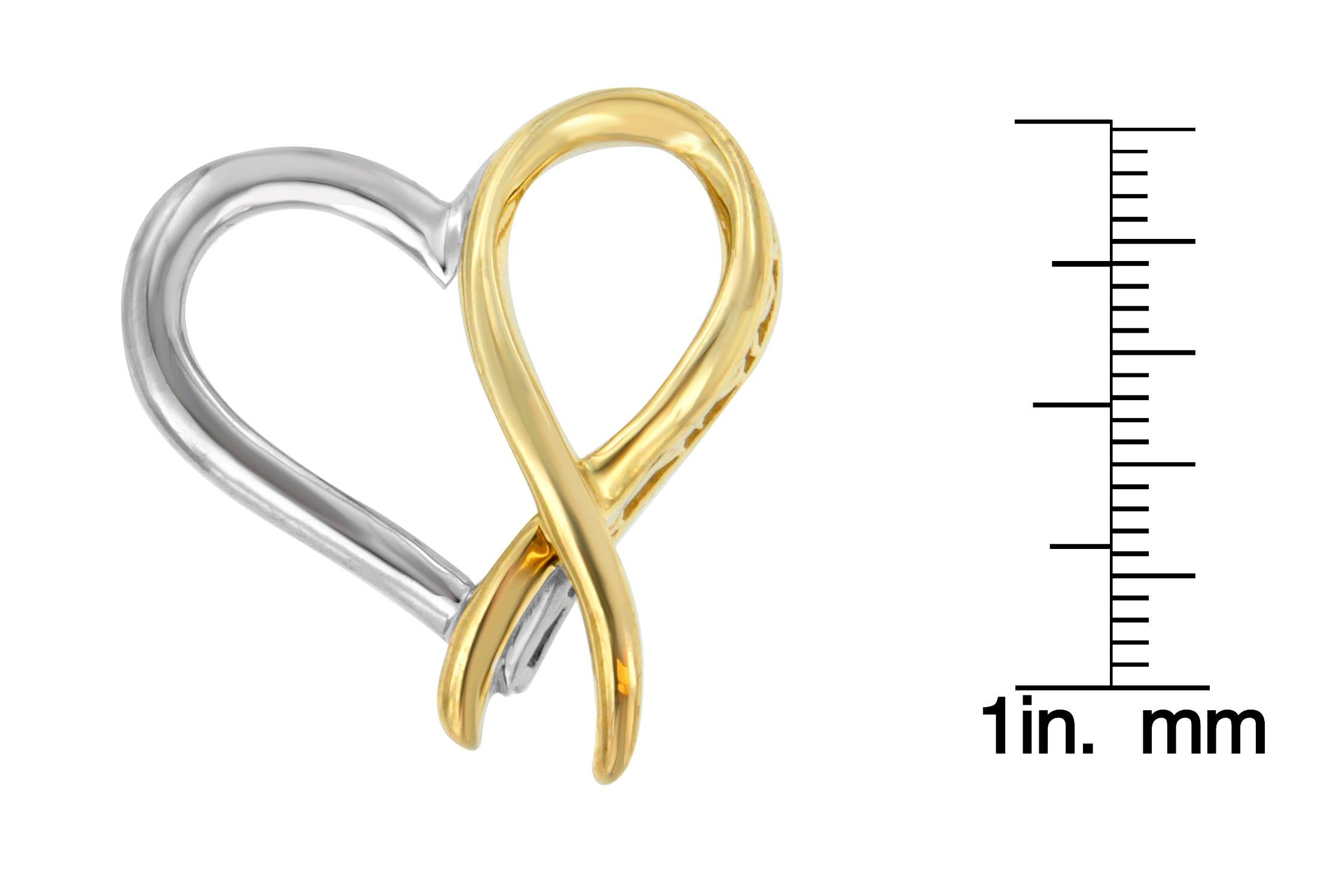 .925 Sterling Silver Two Toned Heart Shaped Pendant Necklace For Women In New Condition In New York, NY