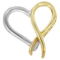 .925 Sterling Silver Two Toned Heart Shaped Pendant Necklace For Women