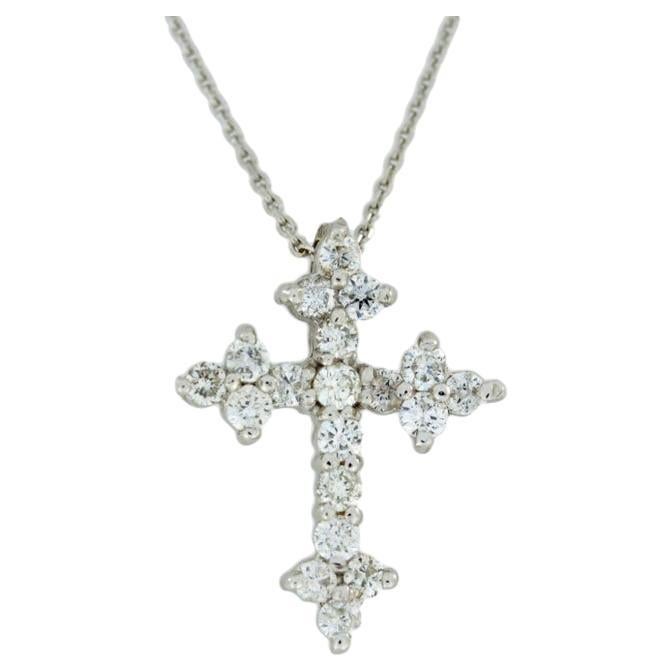 925 Sterling Silver Unisex Pendant Moissanite Cross Necklace Unique Gift For Her