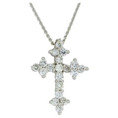 925 Sterling Silver Unisex Pendant Moissanite Cross Necklace Unique Gift For Her
