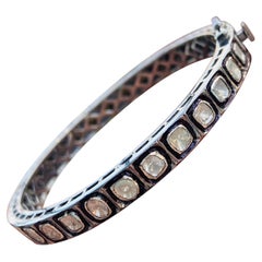 925 Sterling Silver Victorian Bracelet For Her Natural Diamond Polki Bracelet.