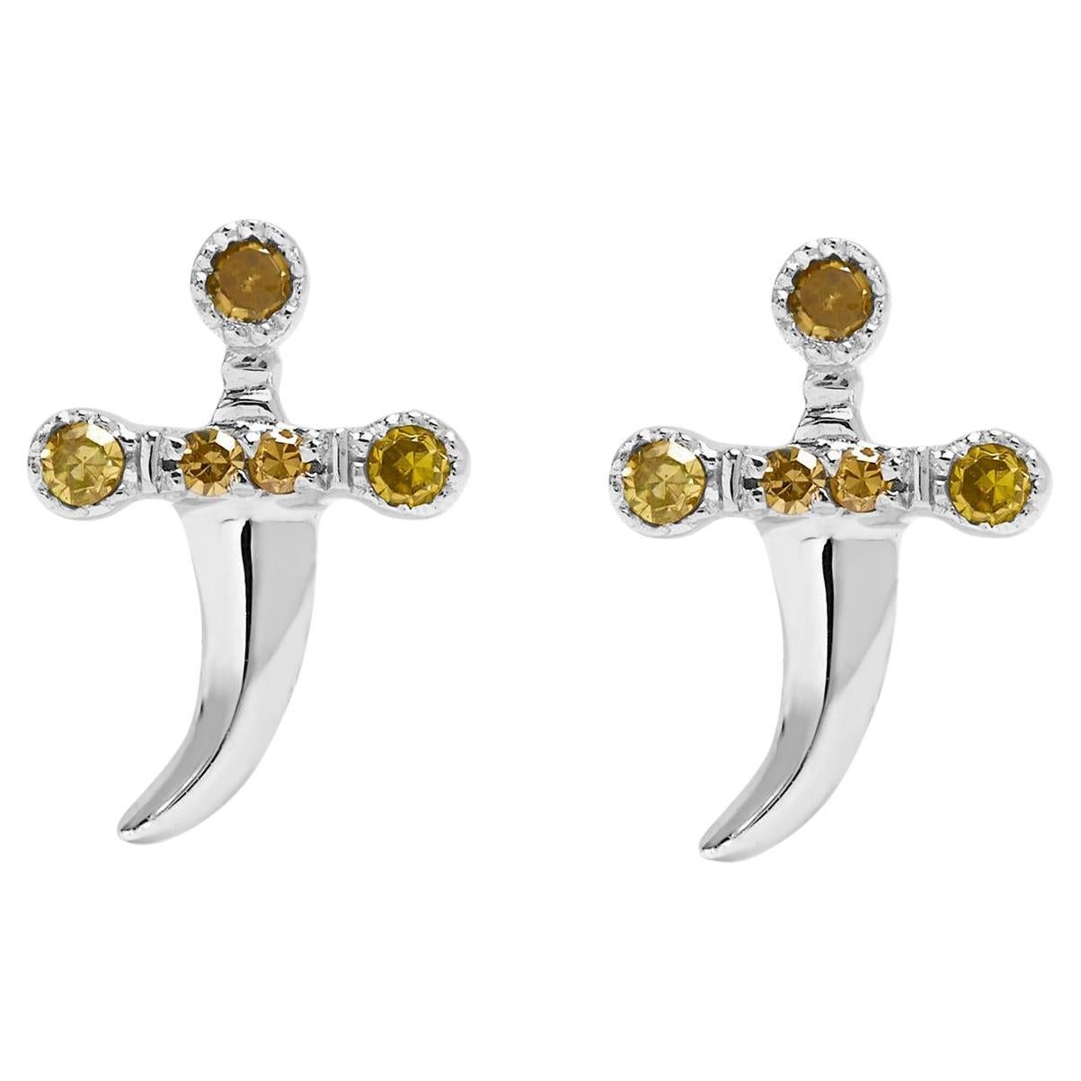 Orecchini a coltello con diamanti gialli in argento .925