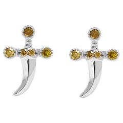 Orecchini a coltello con diamanti gialli in argento .925