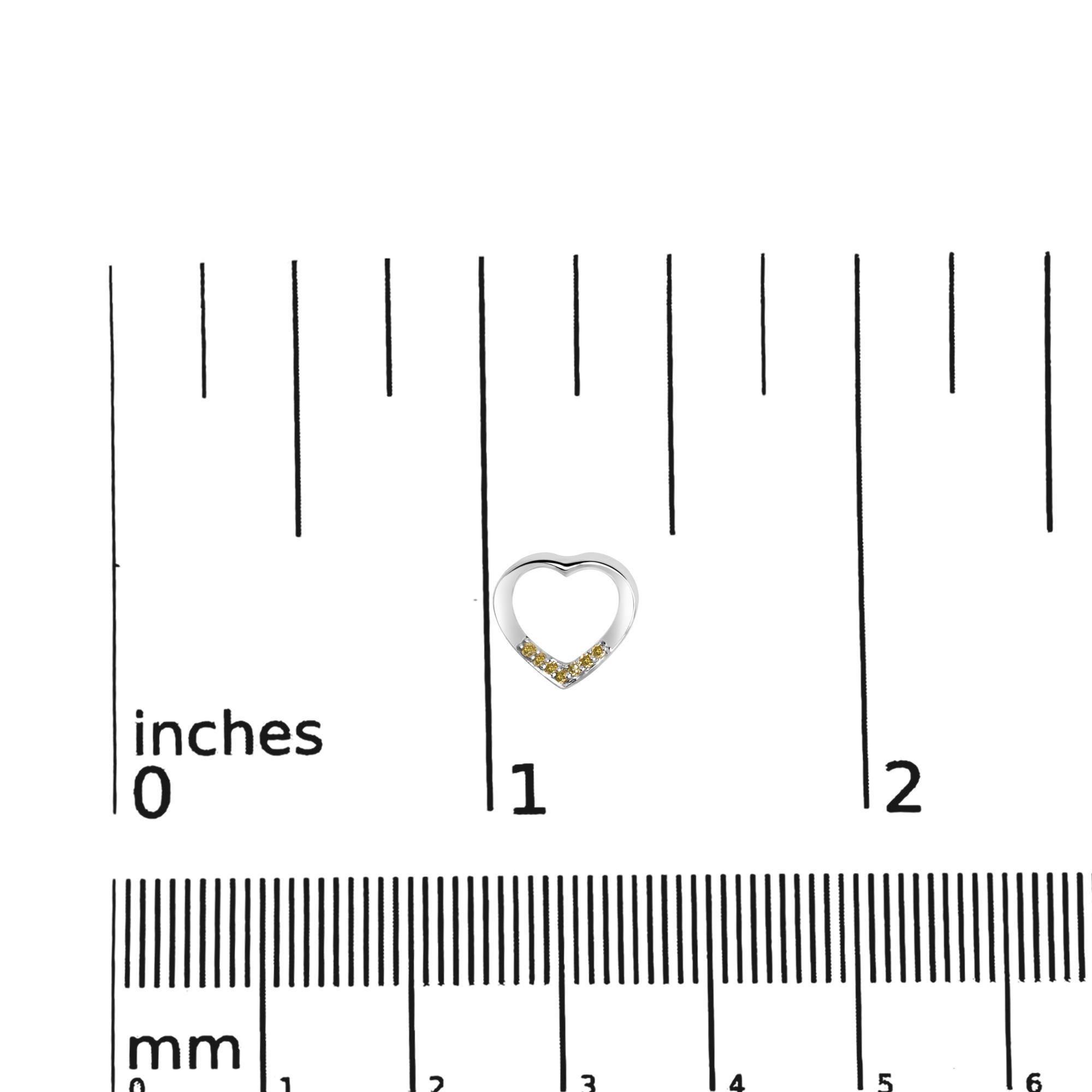 Boucles d'oreilles cœur ouvert en argent sterling .925 avec diamant jaune Neuf - En vente à New York, NY