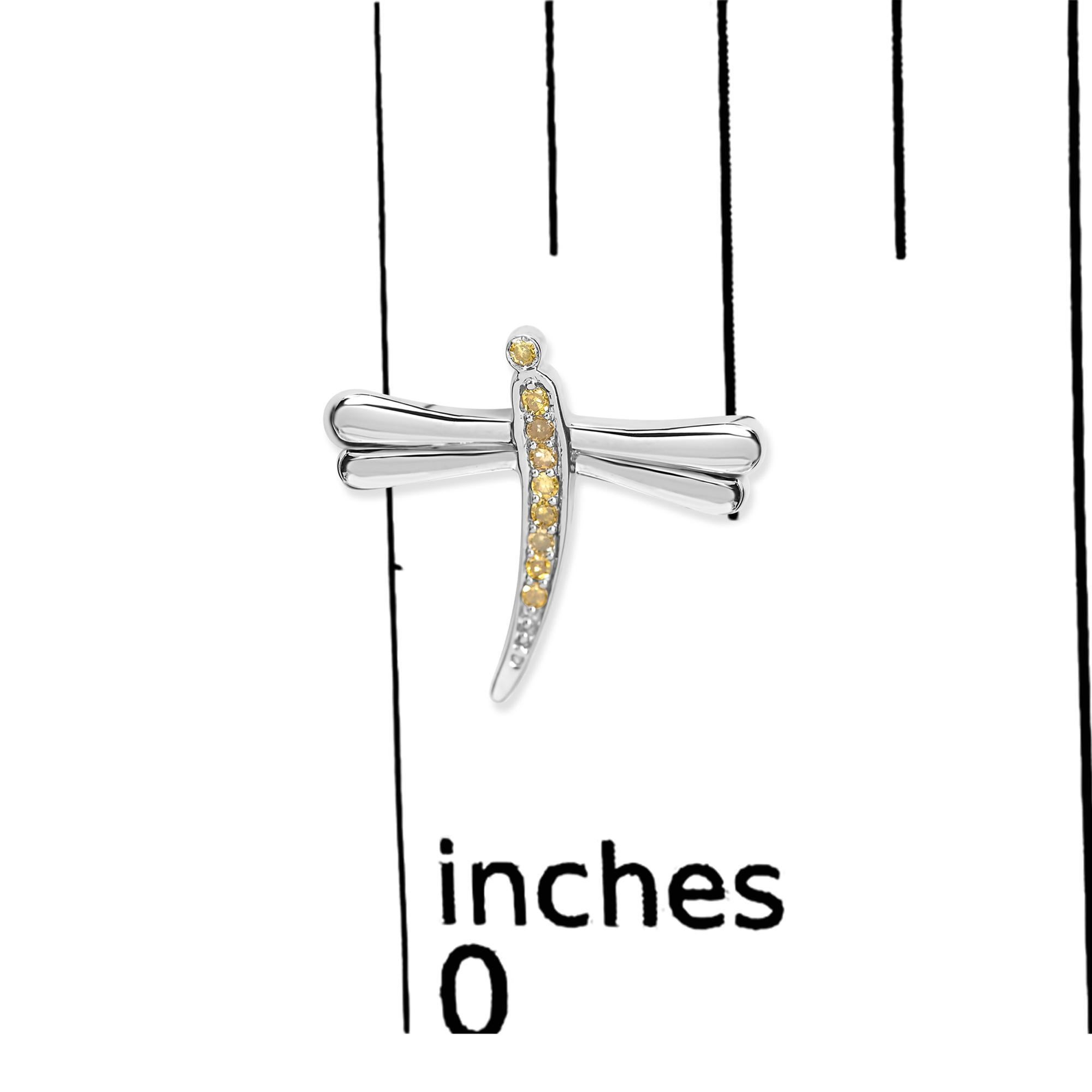 Orecchini a perno a forma di libellula in argento Sterling 925 con diamanti trattati in giallo In condizioni Nuovo in vendita a New York, NY