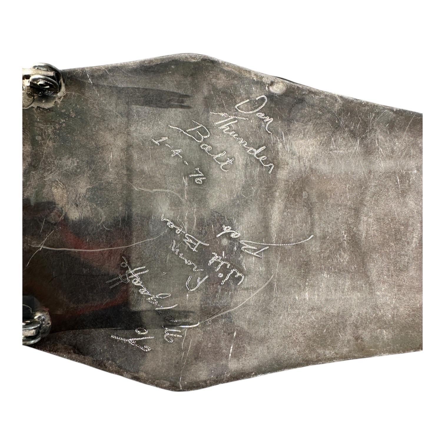 Anglo-Indian 925 Thunder Bold Dan Eagle Claw Navajo belt buckle turquoise and Coral 6 Ounces For Sale