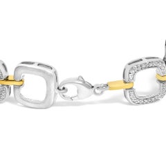 .925 Two-Tone Sterling Silver Diamond Accent Open Box Link Bracelet