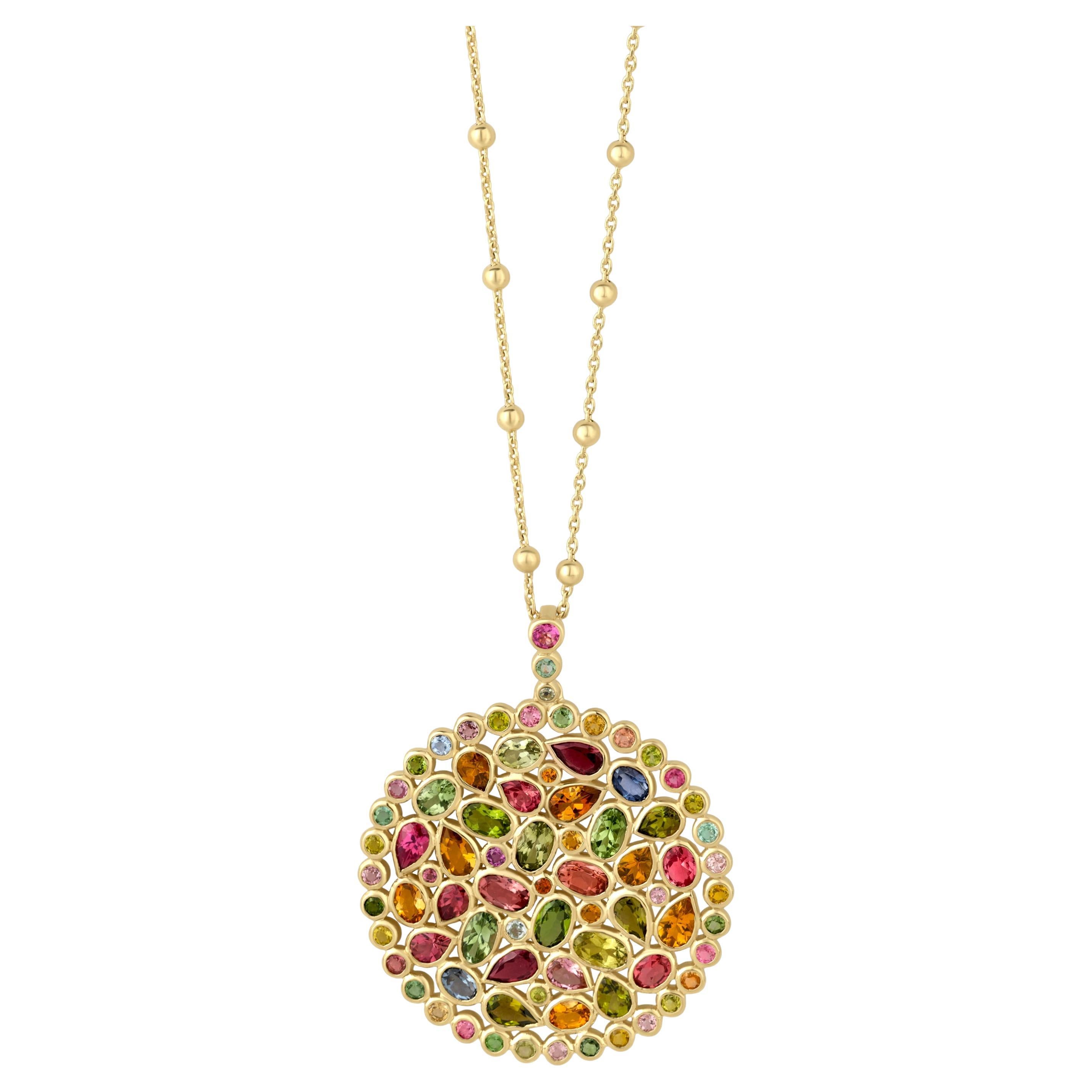 Argent sterling plaqué or jaune 925 1,31 Cttw. Collier de tourmaline