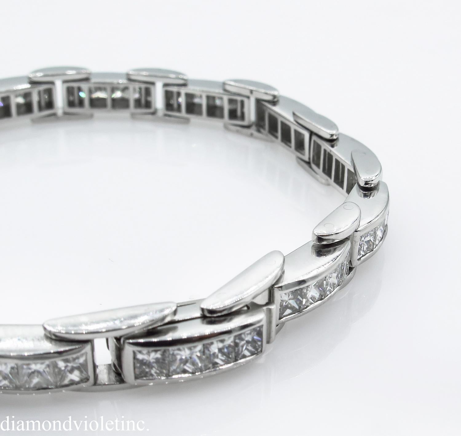 Princess Cut 9.25 Carat Princess Diamond Tennis Channel Set Bracelet Platinum