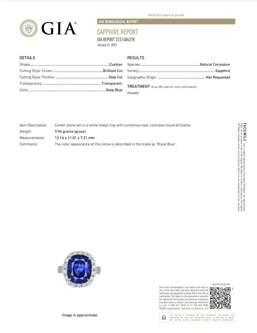 9.26 Carat Cushion Deep Blue Sapphire GIA and Diamond Platinum Statement Ring For Sale 1