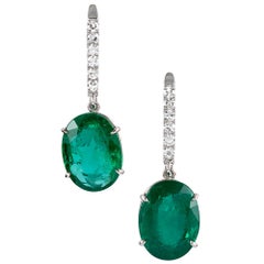 9.26 Carat Emerald Earrings with Diamonds