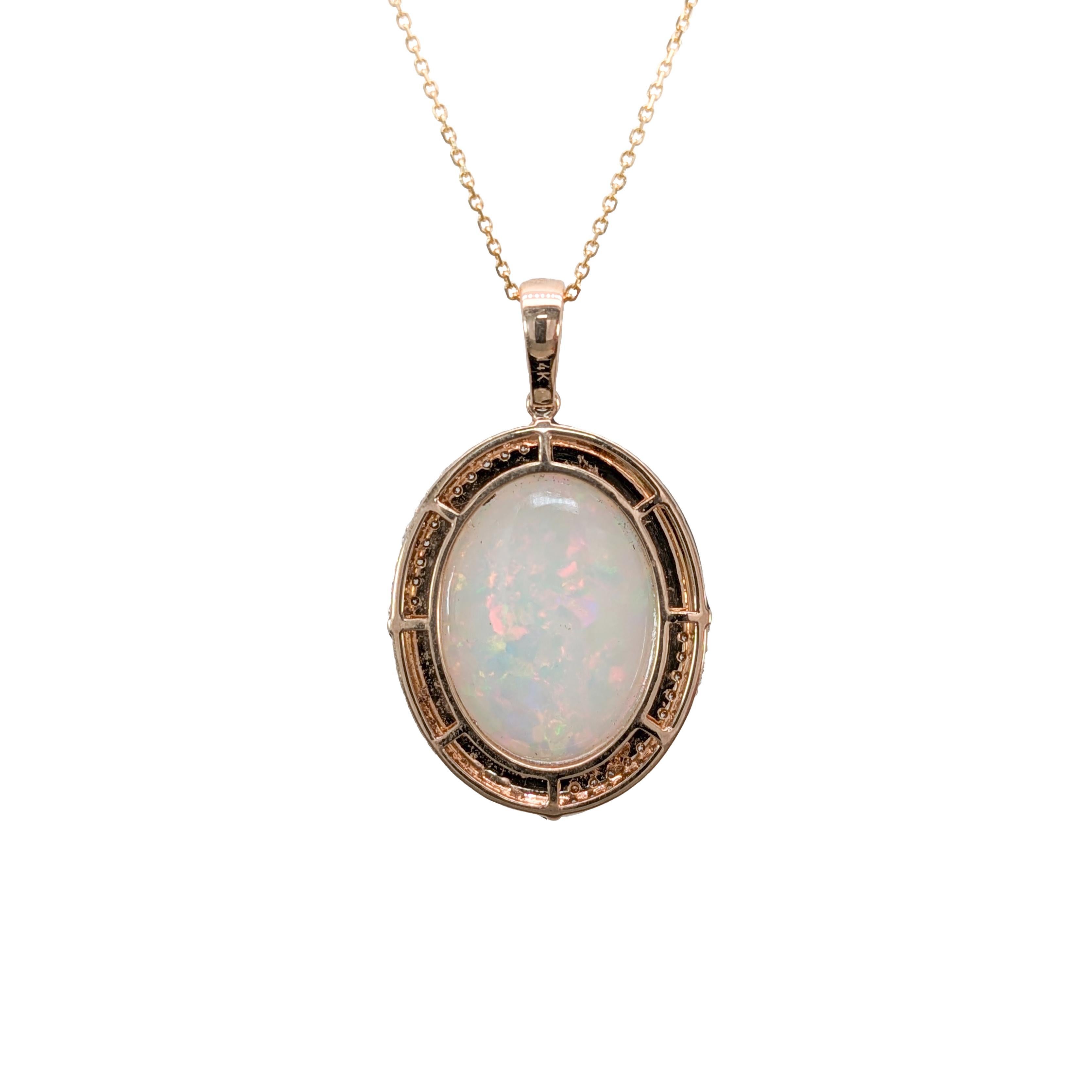 Pendentif en or massif 14 carats avec opale de 9,26 carats et accents de diamants en or massif 14 carats Neuf - En vente à Columbus, OH