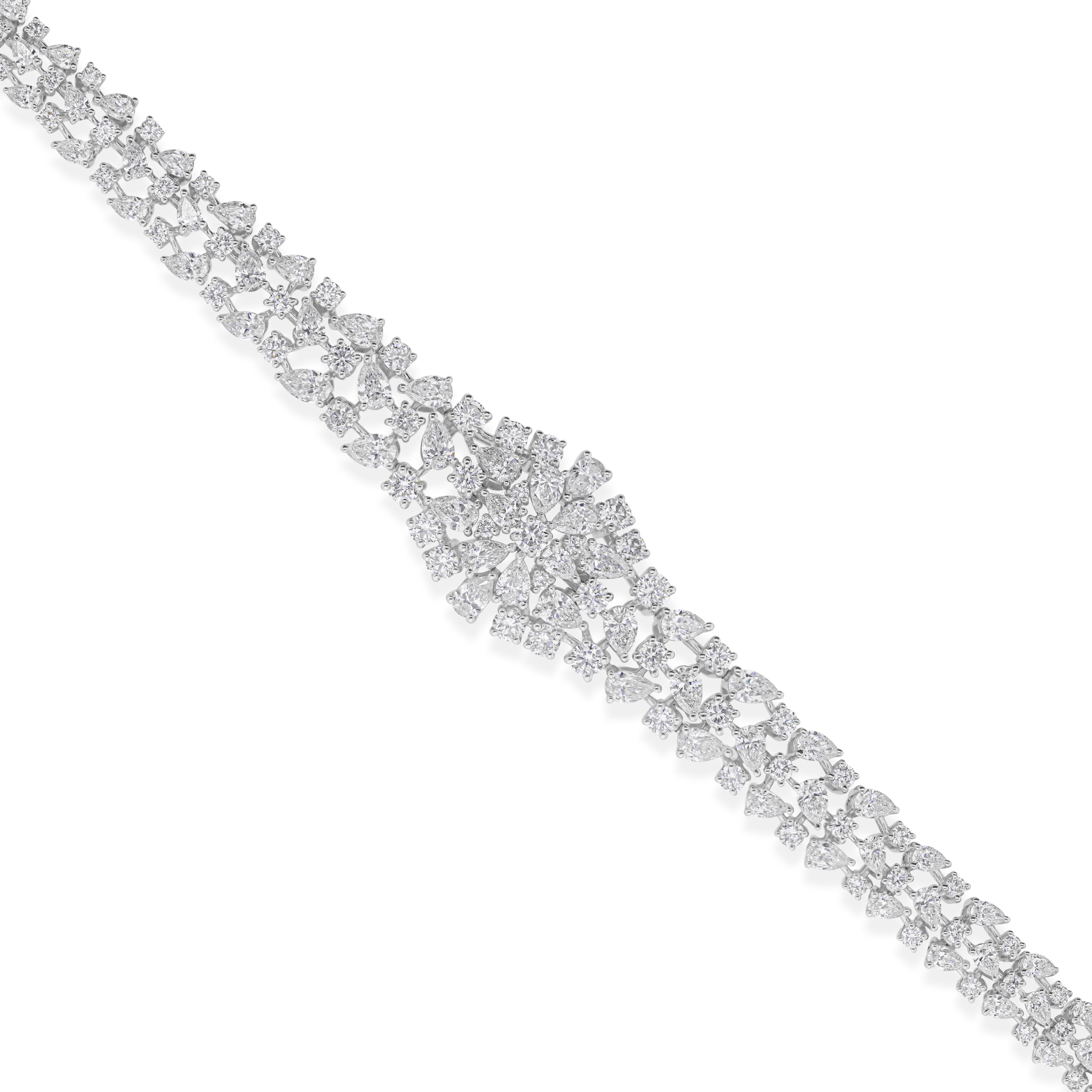 9,26 CTW zertifiziert natürlichen Diamanten breite Armband 18k Solid White Gold (Moderne) im Angebot