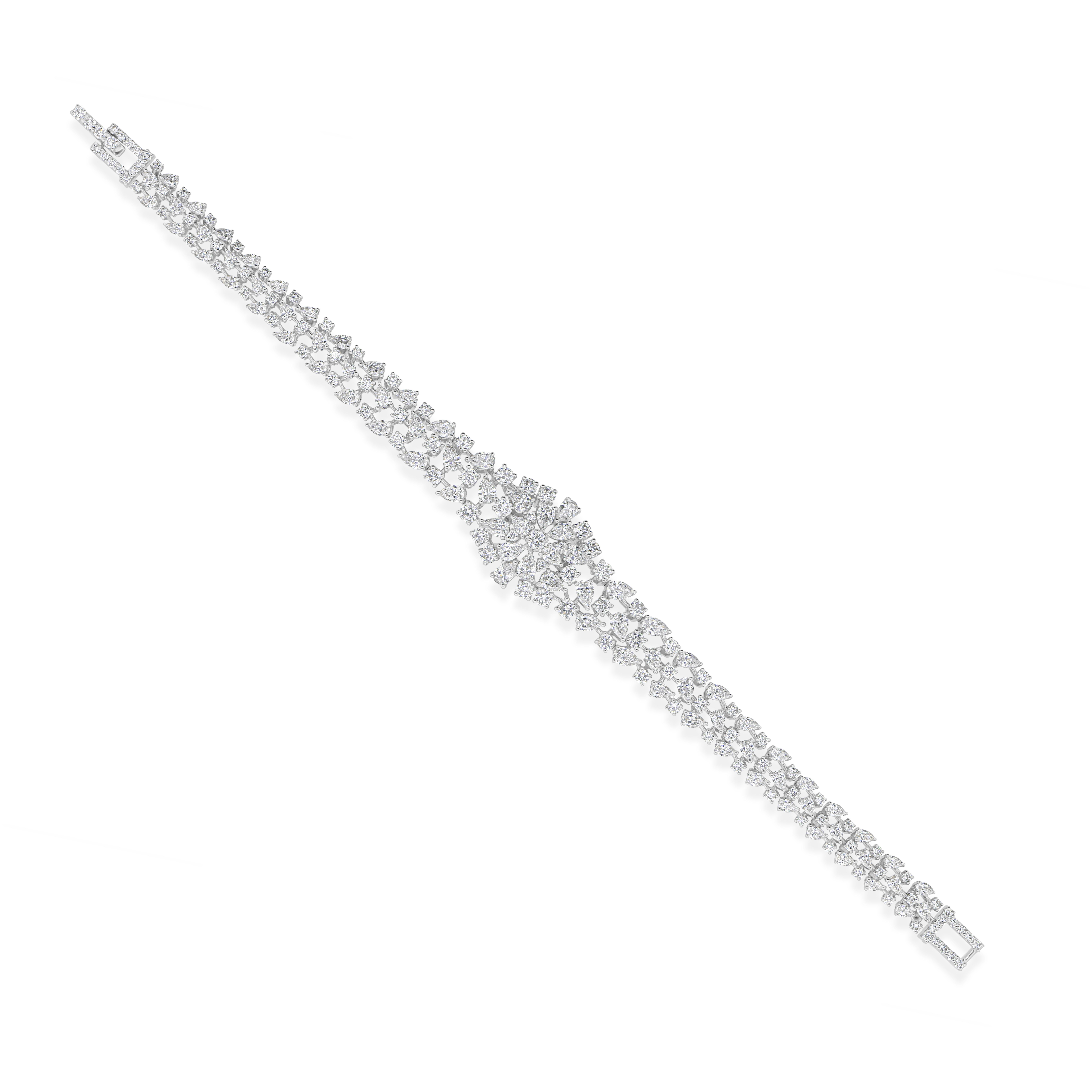 9,26 CTW zertifiziert natürlichen Diamanten breite Armband 18k Solid White Gold (Gemischter Schliff) im Angebot