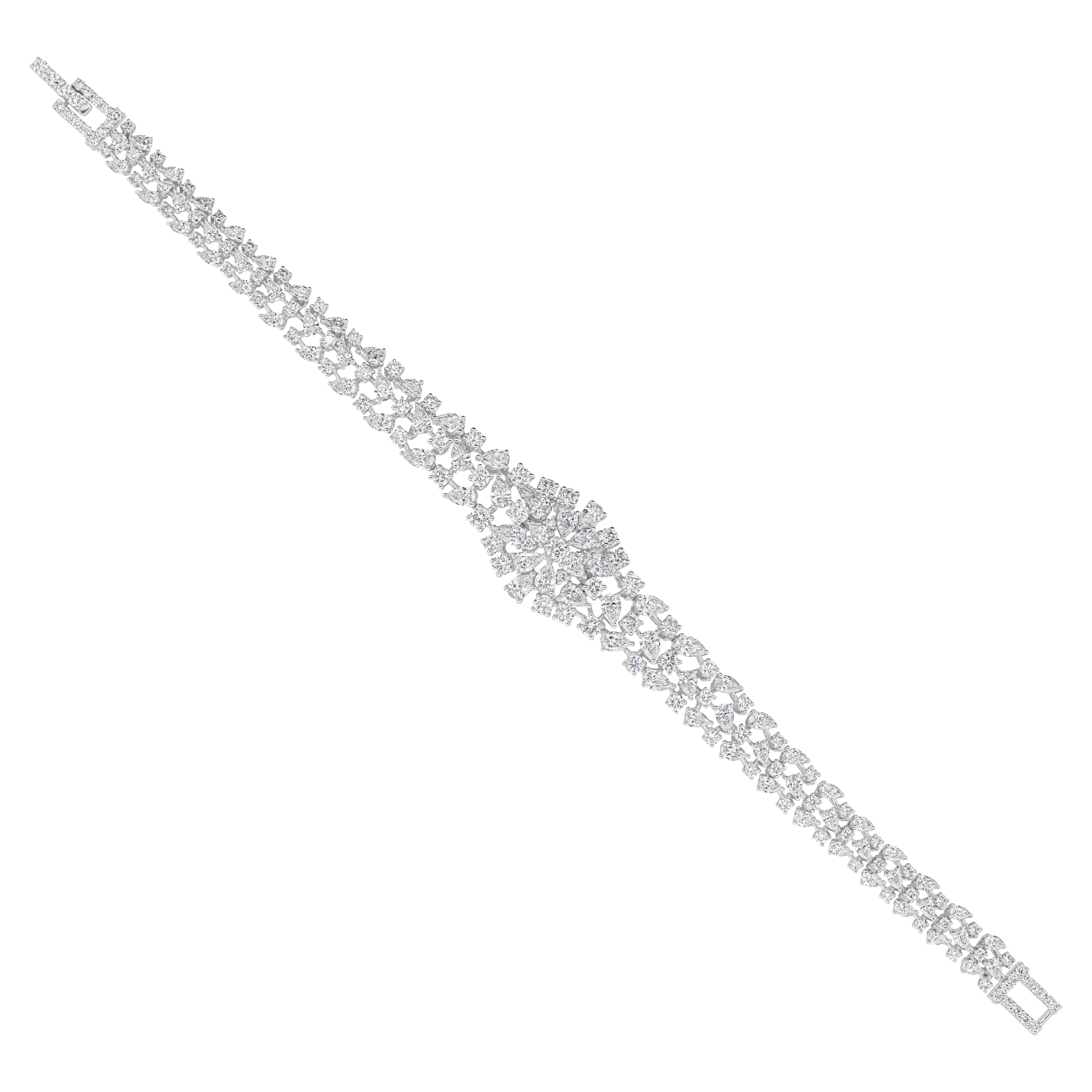 9,26 CTW zertifiziert natürlichen Diamanten breite Armband 18k Solid White Gold im Angebot