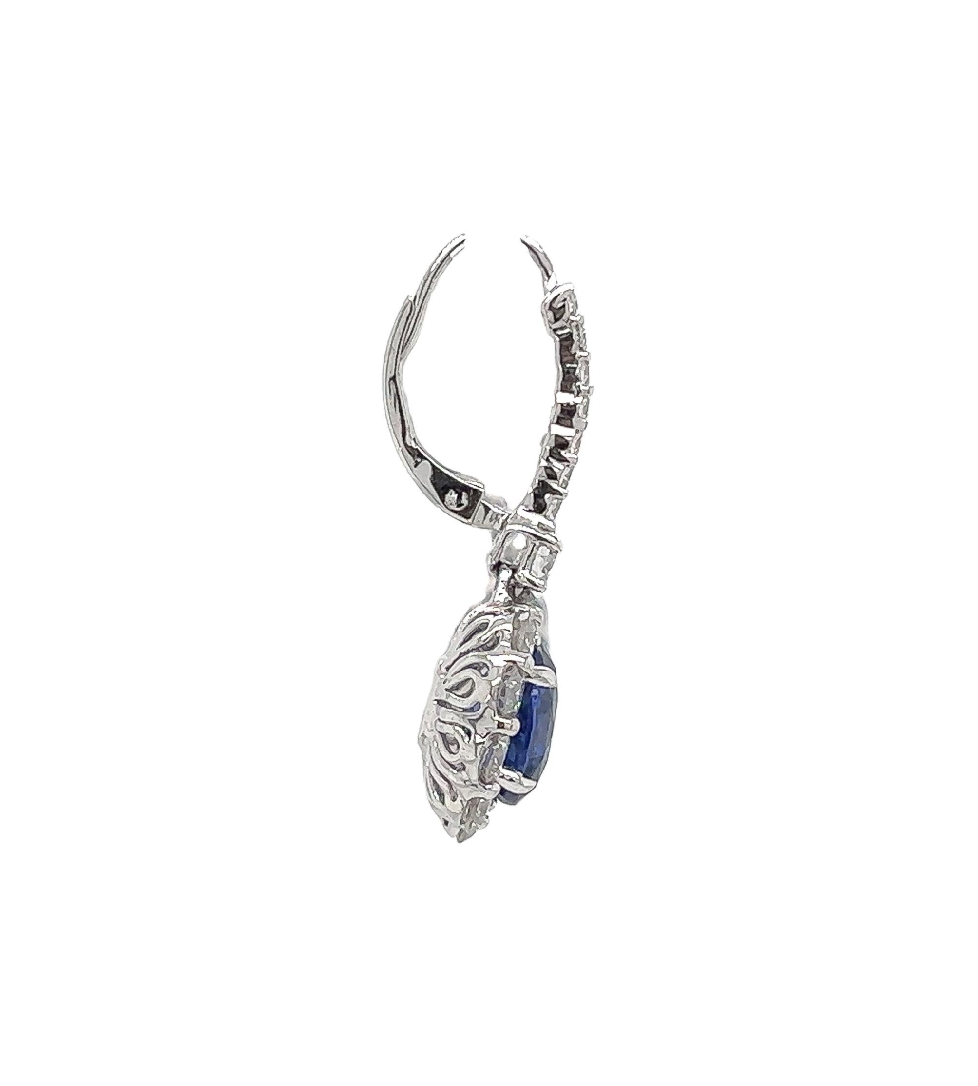 9,26 Gesamtkarat blauer Saphir und Diamant-Tropfen-Ohrringe aus Platin im Zustand „Neu“ im Angebot in New York, NY