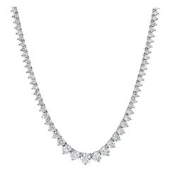 9.27 Carat Diamond Tennis Riviera Necklace 18 Karat E-F Color SI 1