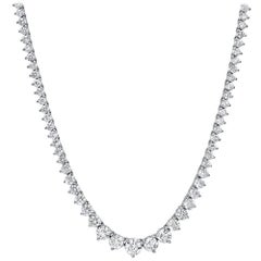 9.27 Carat Diamond Tennis Riviera Necklace 18 Karat F Color SI 1