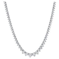 9.27 Carat Diamond Tennis Riviera Necklace 18 Karat F Color SI 1