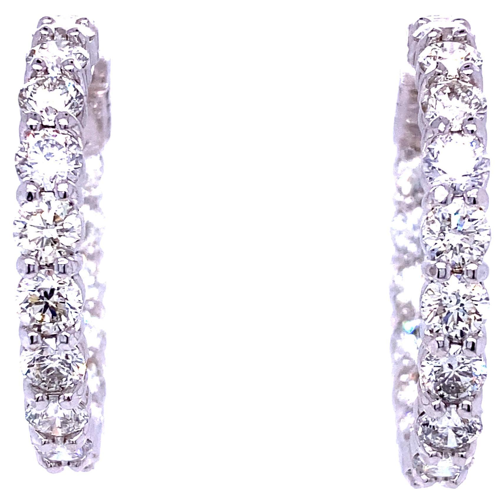 9.27 Carat Large Diamond Hoop Earrings in White Gold For Sale