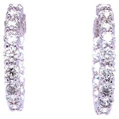 9.27 Carat Large Diamond Hoop Earrings in White Gold