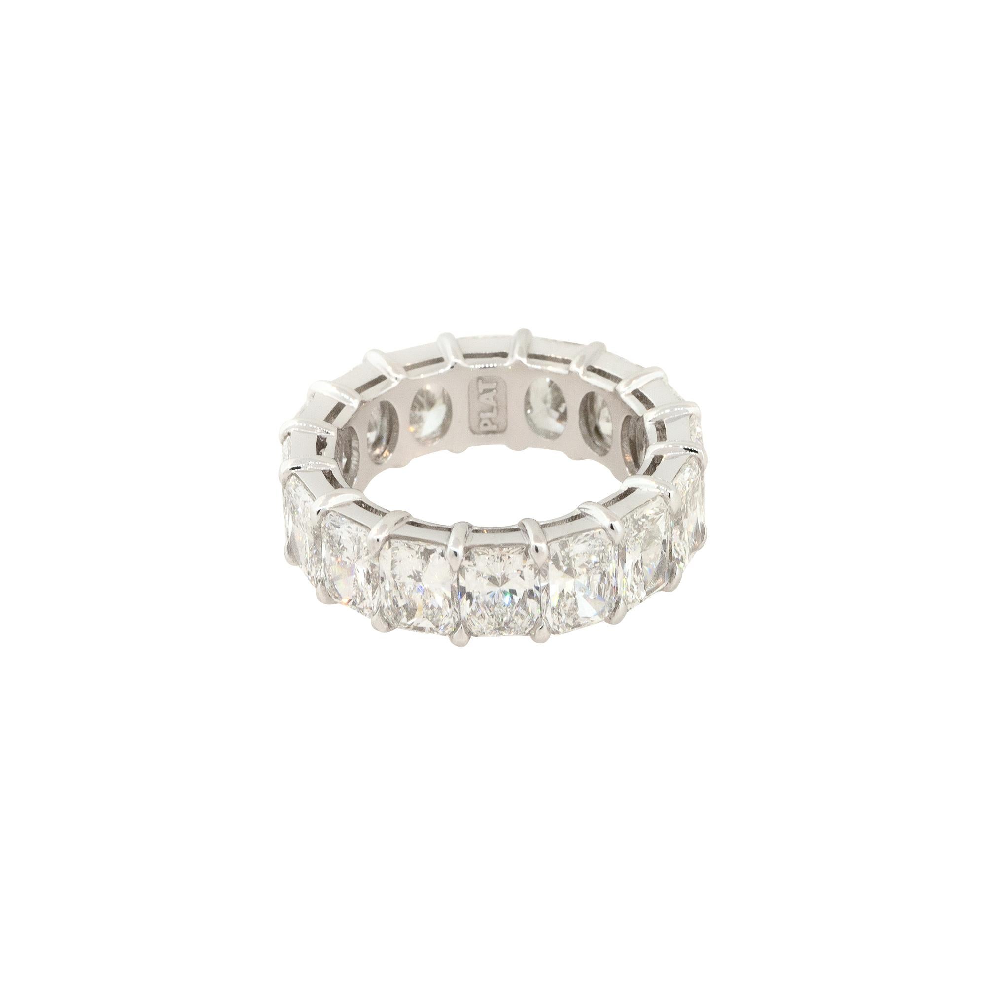 Women's 9.27 Carat Radiant Cut Diamond Eternity Ring Platinum in Stock For Sale