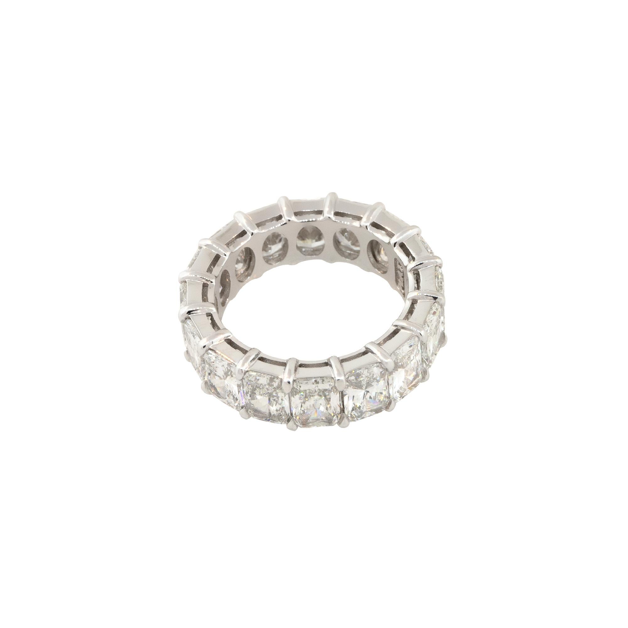 9.27 Carat Radiant Cut Diamond Eternity Ring Platinum in Stock For Sale 1