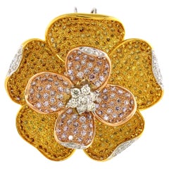9.27 cts of White, Yellow and Pink diamonds Pendants cum Brooch