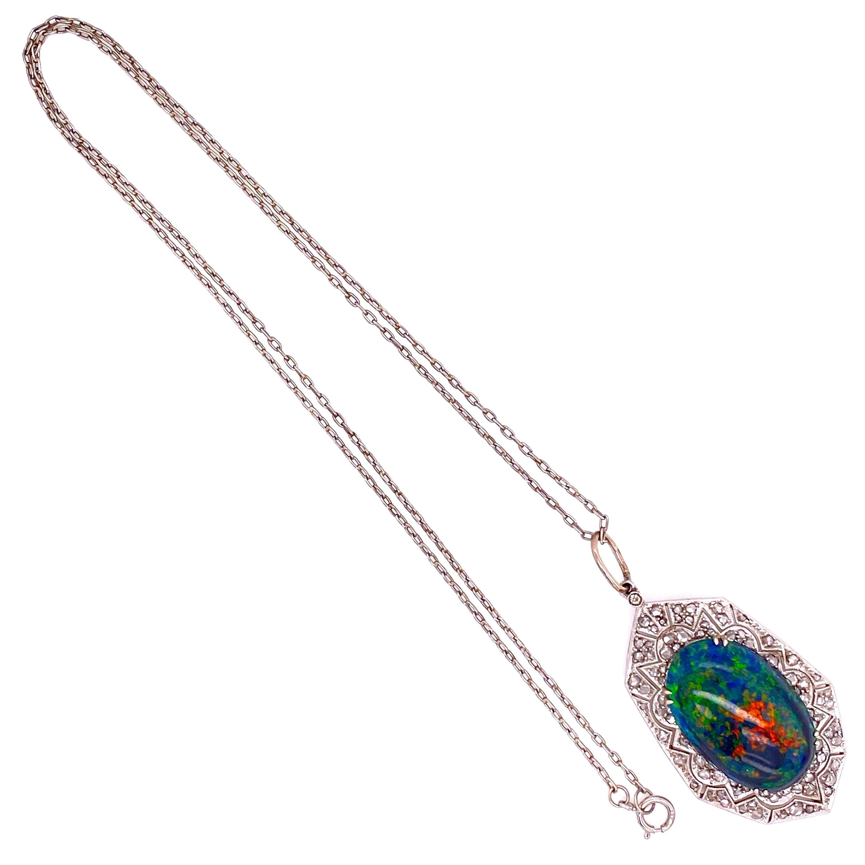 vintage black opal pendant