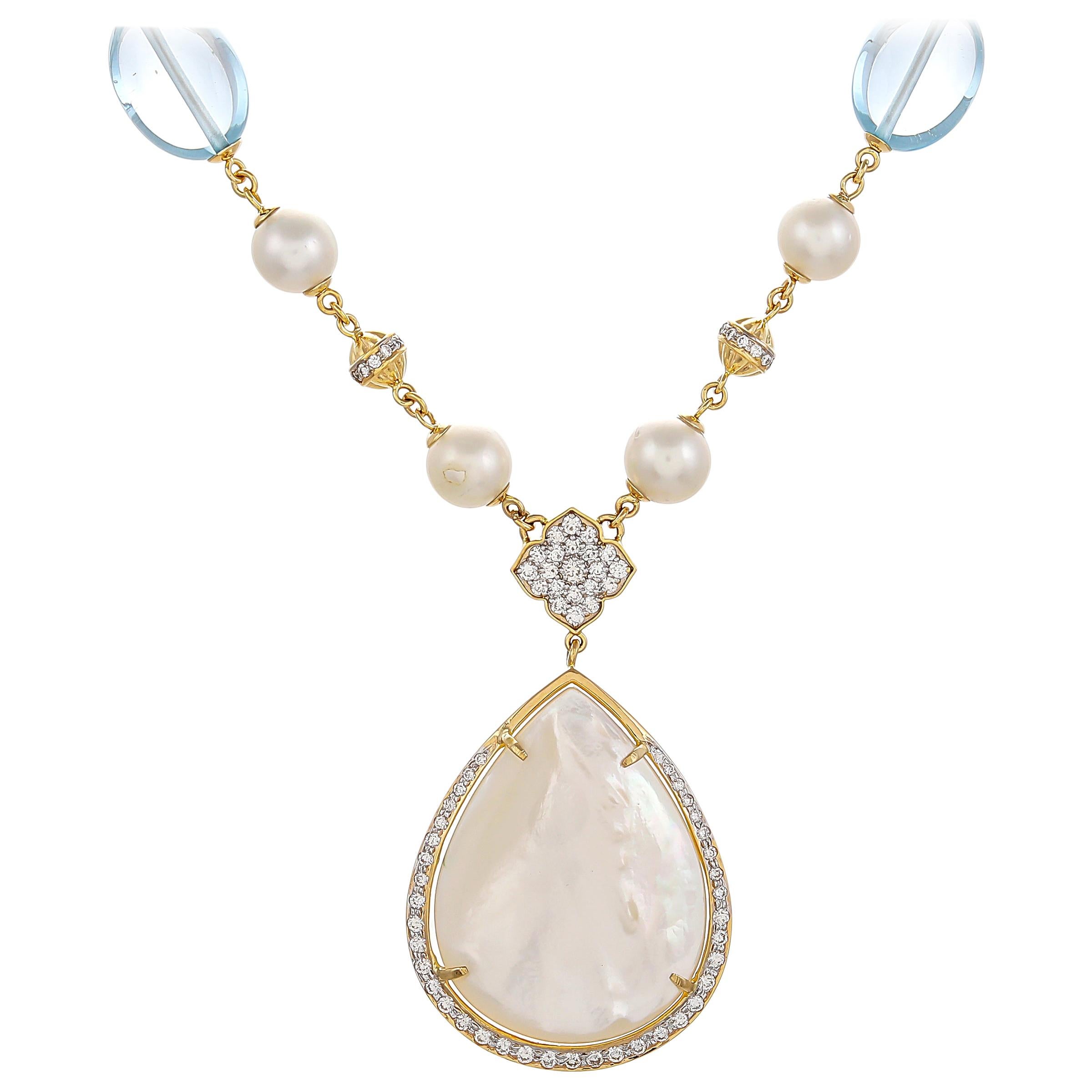 Tiffany Platinum South Sea Pearl Moonstone 3.02 Carat Diamond Necklace ...