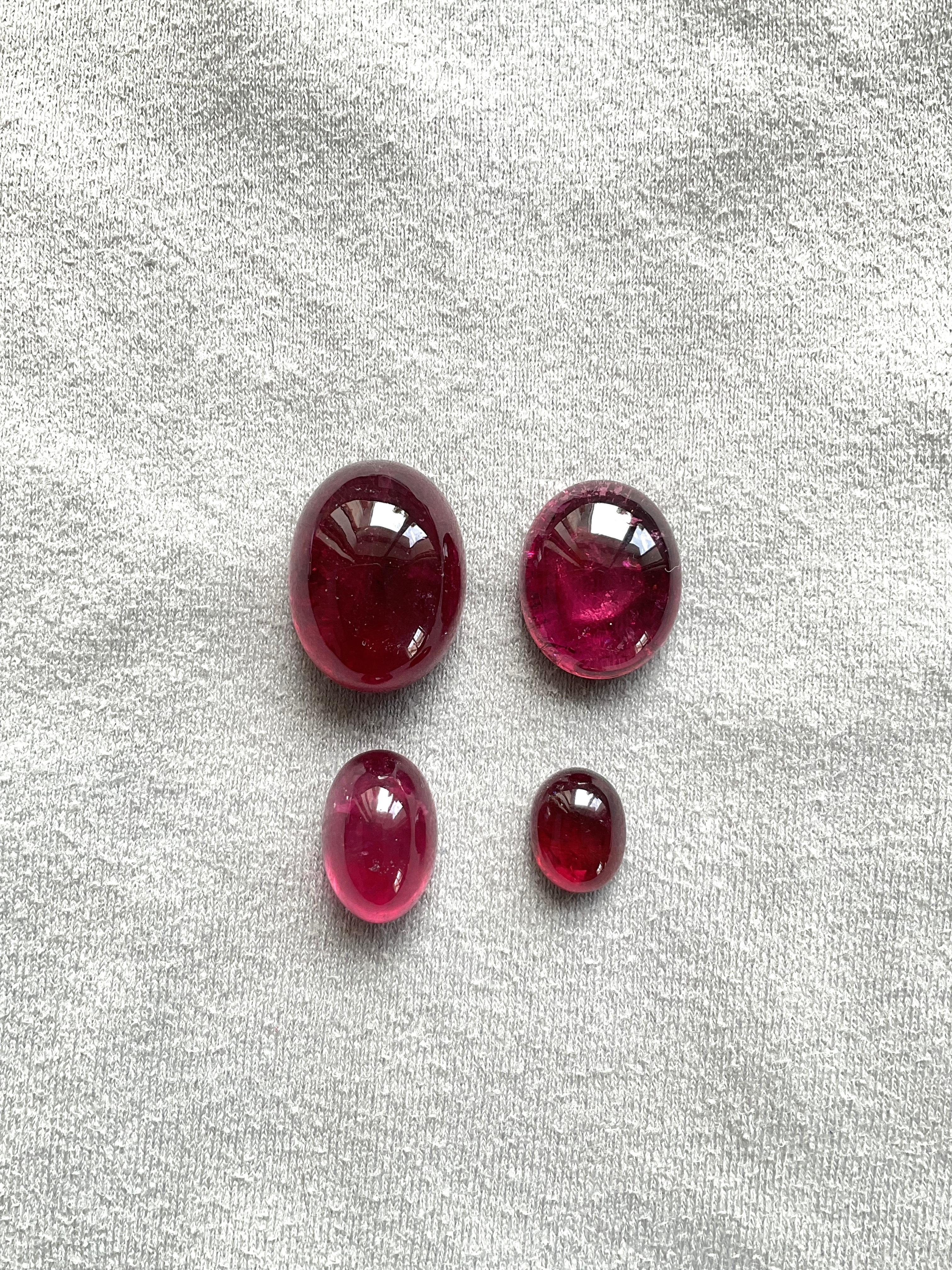 92.86 Carats Top Quality Rubellite Tourmaline Cabochon 4 Pieces Natural Gemstone In New Condition For Sale In Jaipur, RJ