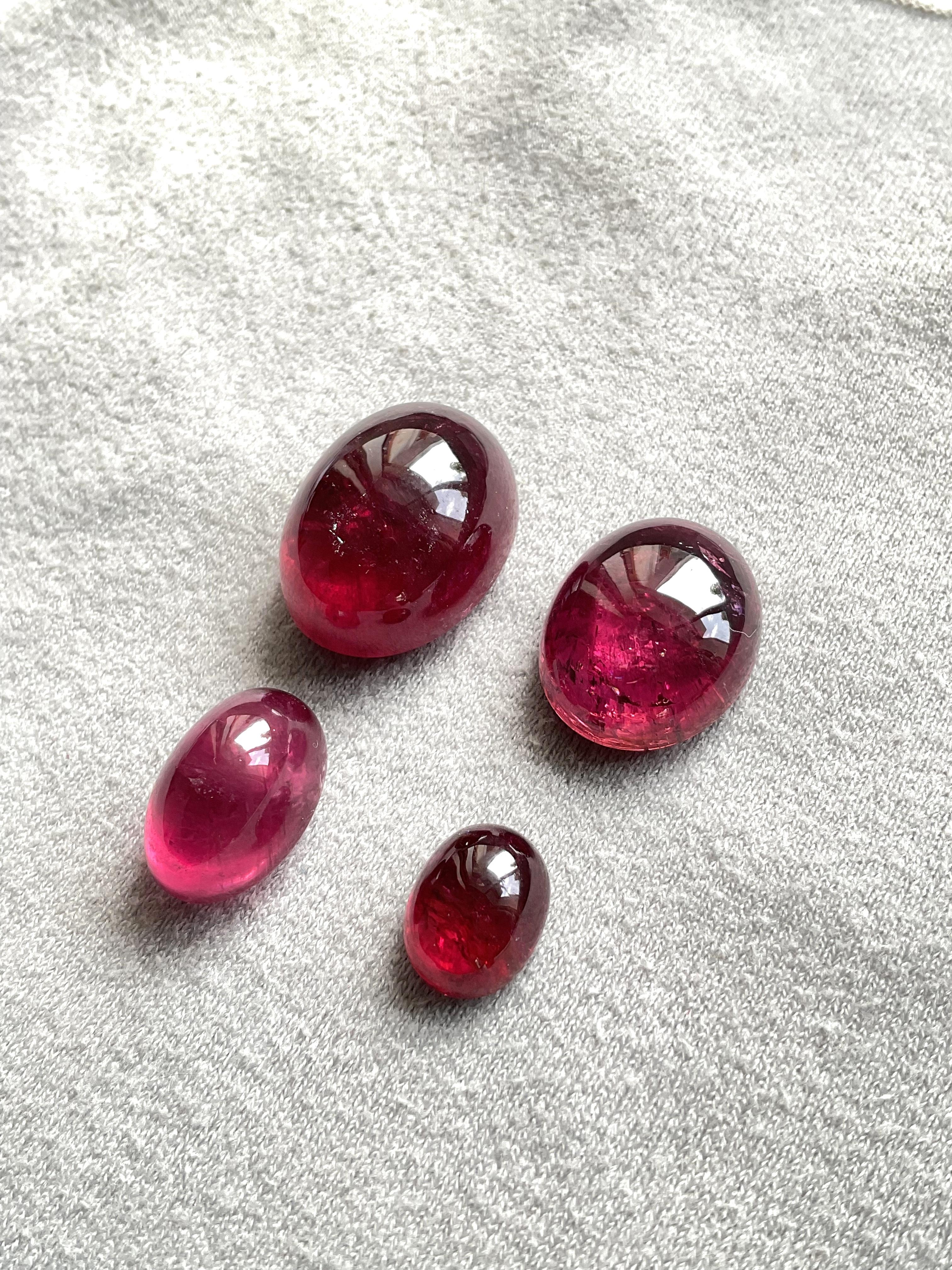 92.86 Carats Top Quality Rubellite Tourmaline Cabochon 4 Pieces Natural Gemstone For Sale 1