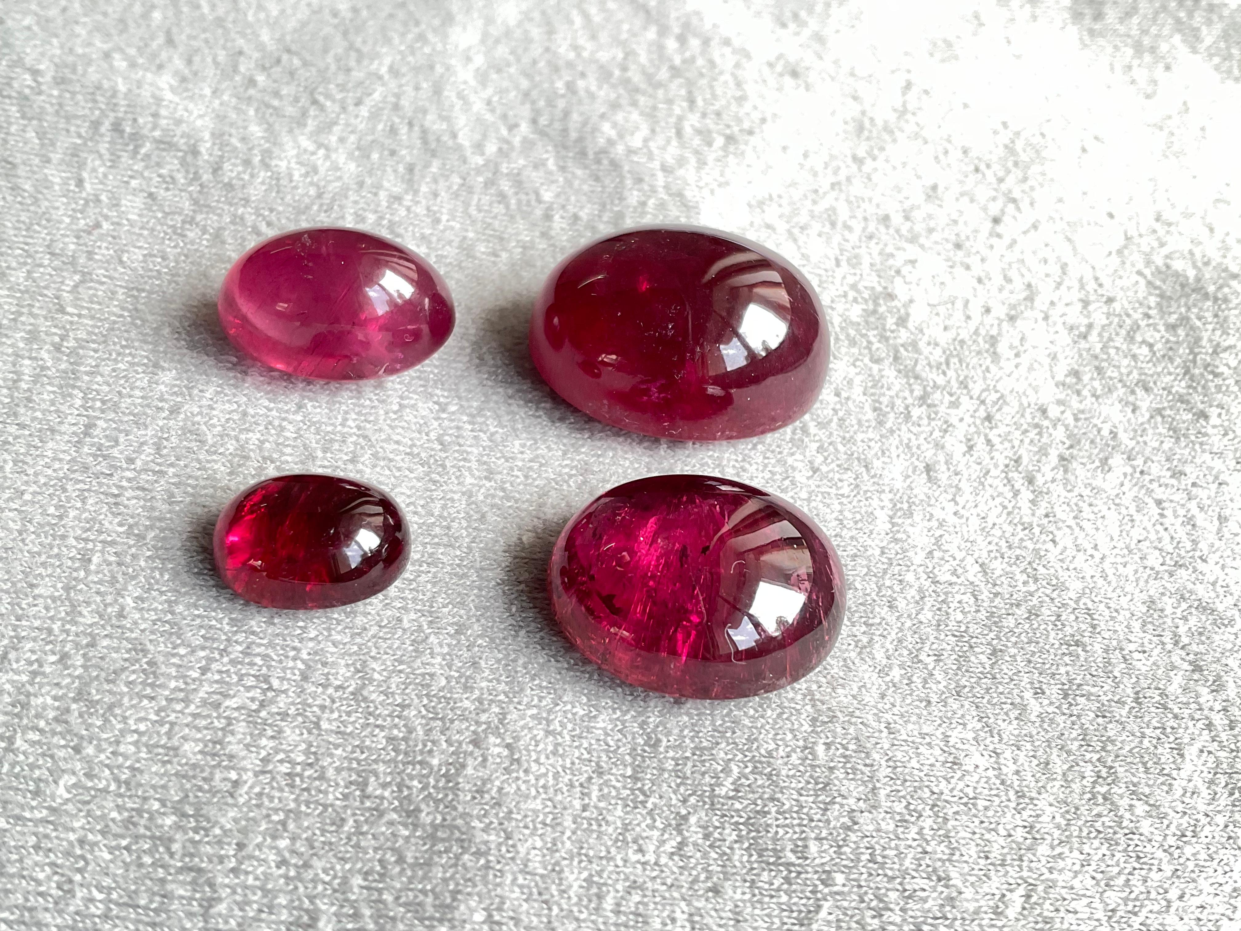 92.86 Carats Top Quality Rubellite Tourmaline Cabochon 4 Pieces Natural Gemstone For Sale 2