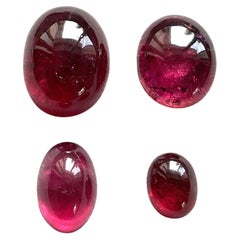 92.86 Carats Top Quality Rubellite Tourmaline Cabochon 4 Pieces Natural Gemstone