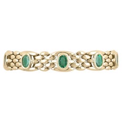 9.28tcw 14K Oval Cut Natural Emerald Bracelet 9 Gemstones Gold Statement