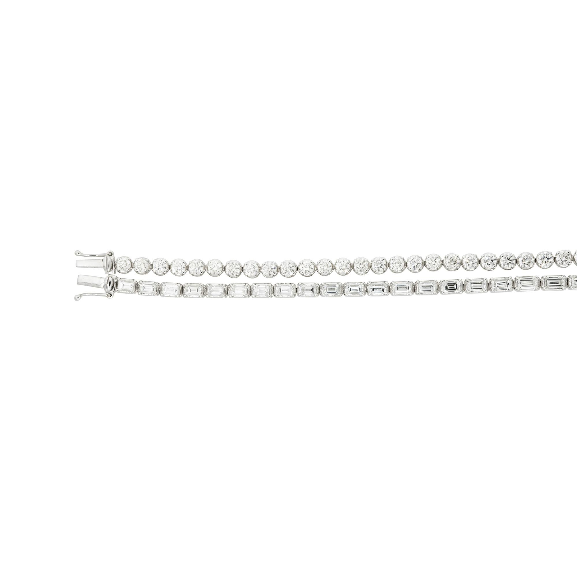 Taille ronde Bracelet tennis à double rangée de diamants de 9,29 carats, en or 18 carats en vente
