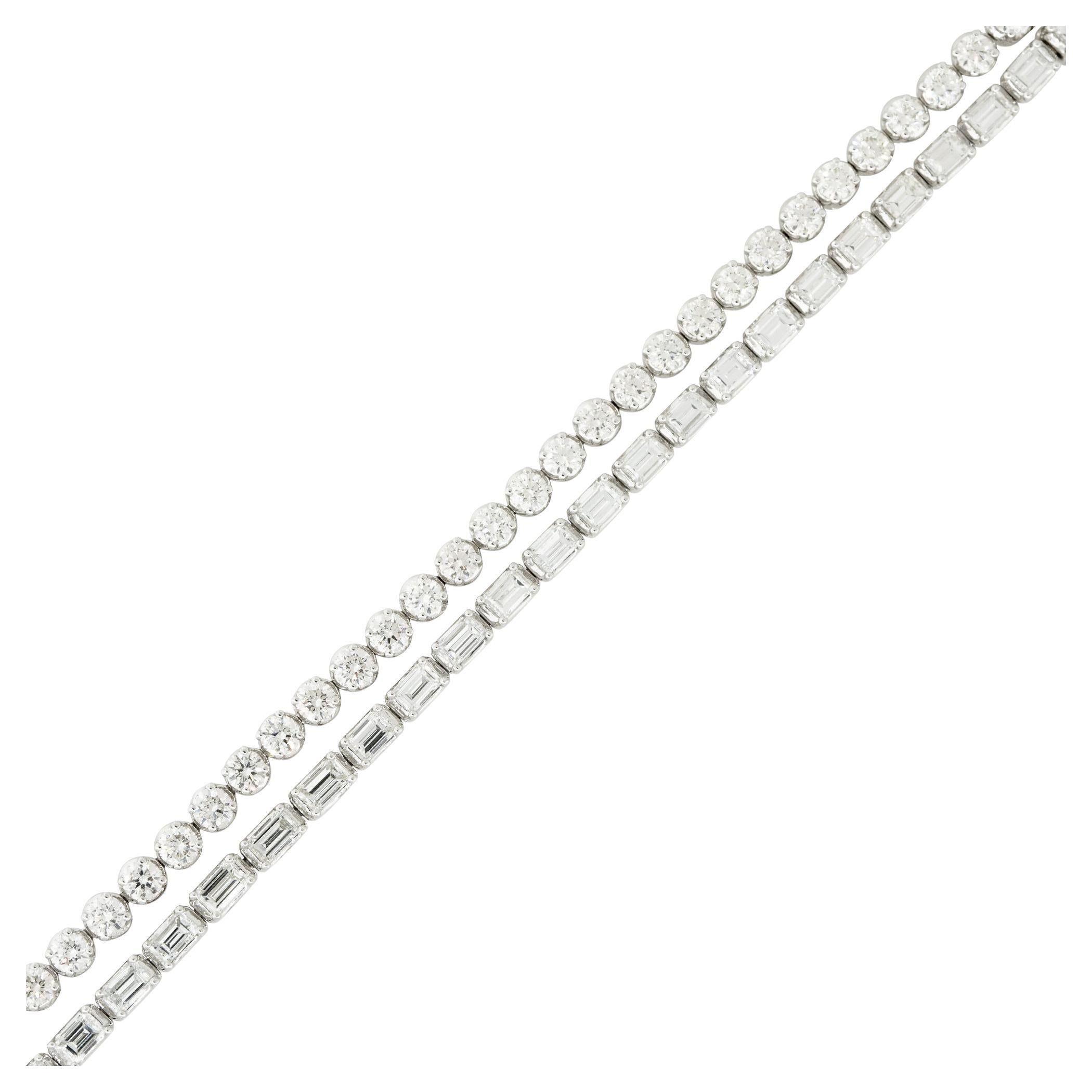 9.29 Carat Double Row Diamond Tennis Bracelet 18 Karat in Stock