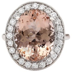 Morganite Diamond Ring In 14 Karat White Gold 