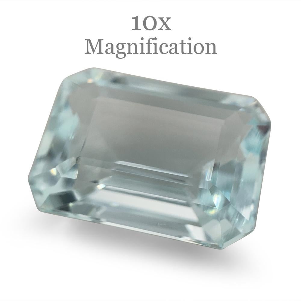 Description:

Gem Type: Aquamarine
Number of Stones: 1
Weight: 9.29 cts
Measurements: 15.33 x 11.38 x 7.11 mm
Shape: Emerald Cut
Cutting Style Crown: Step Cut
Cutting Style Pavilion: Step Cut
Transparency: Transparent
Clarity: Very Very Slightly