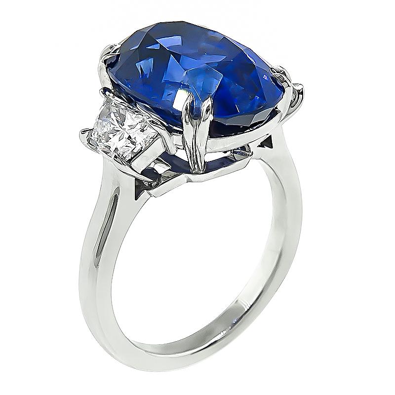 Oval Cut 9.29 Carat Sapphire 1.20 Carat Diamond Engagement Ring
