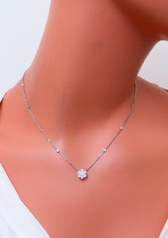 .92ct diamonds halo cluster necklace 18kt*