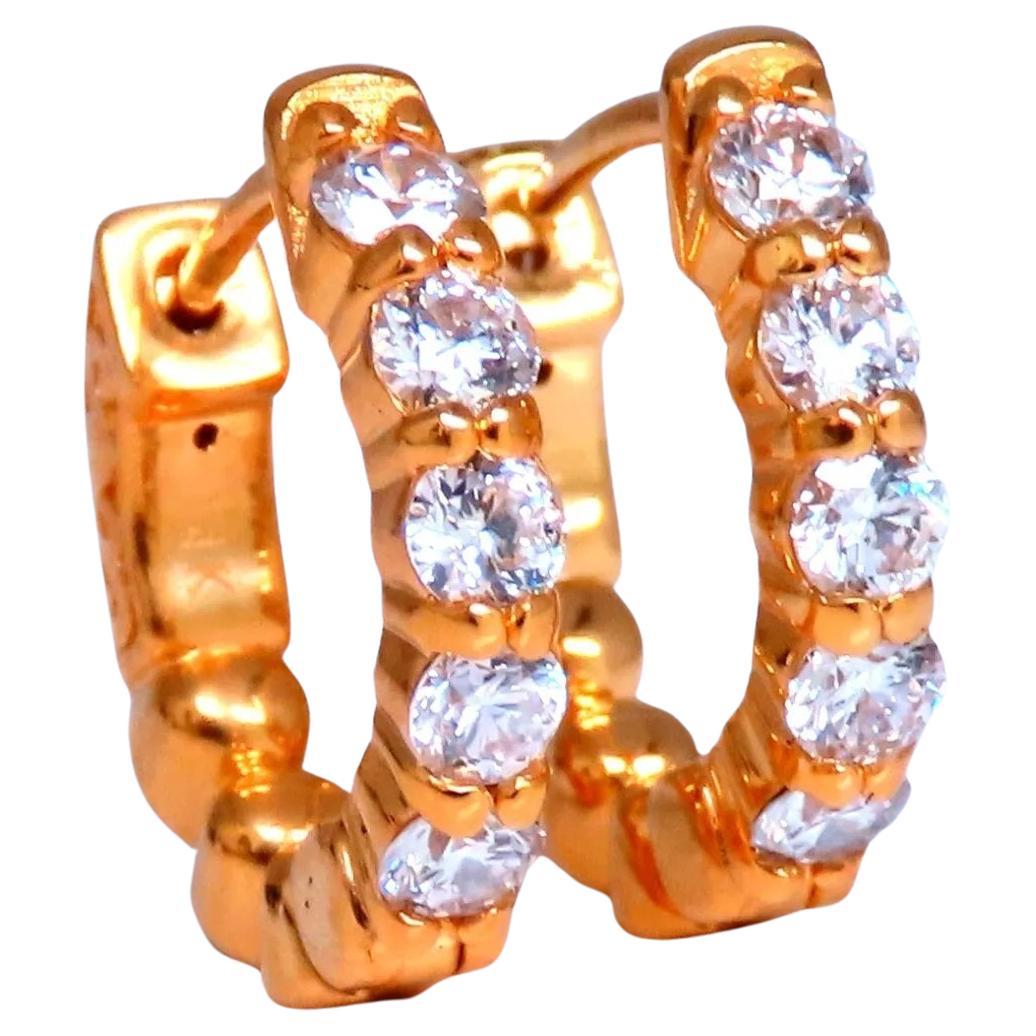 .92 Karat natürlicher runder Diamant-Creolen-Ohrring 14kt 15mm Knopfleiste & share prong 