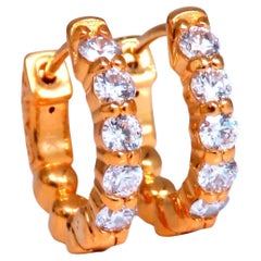 .92ct Natural Round Diamond hoop earrings 14kt 15mm button & share prong*