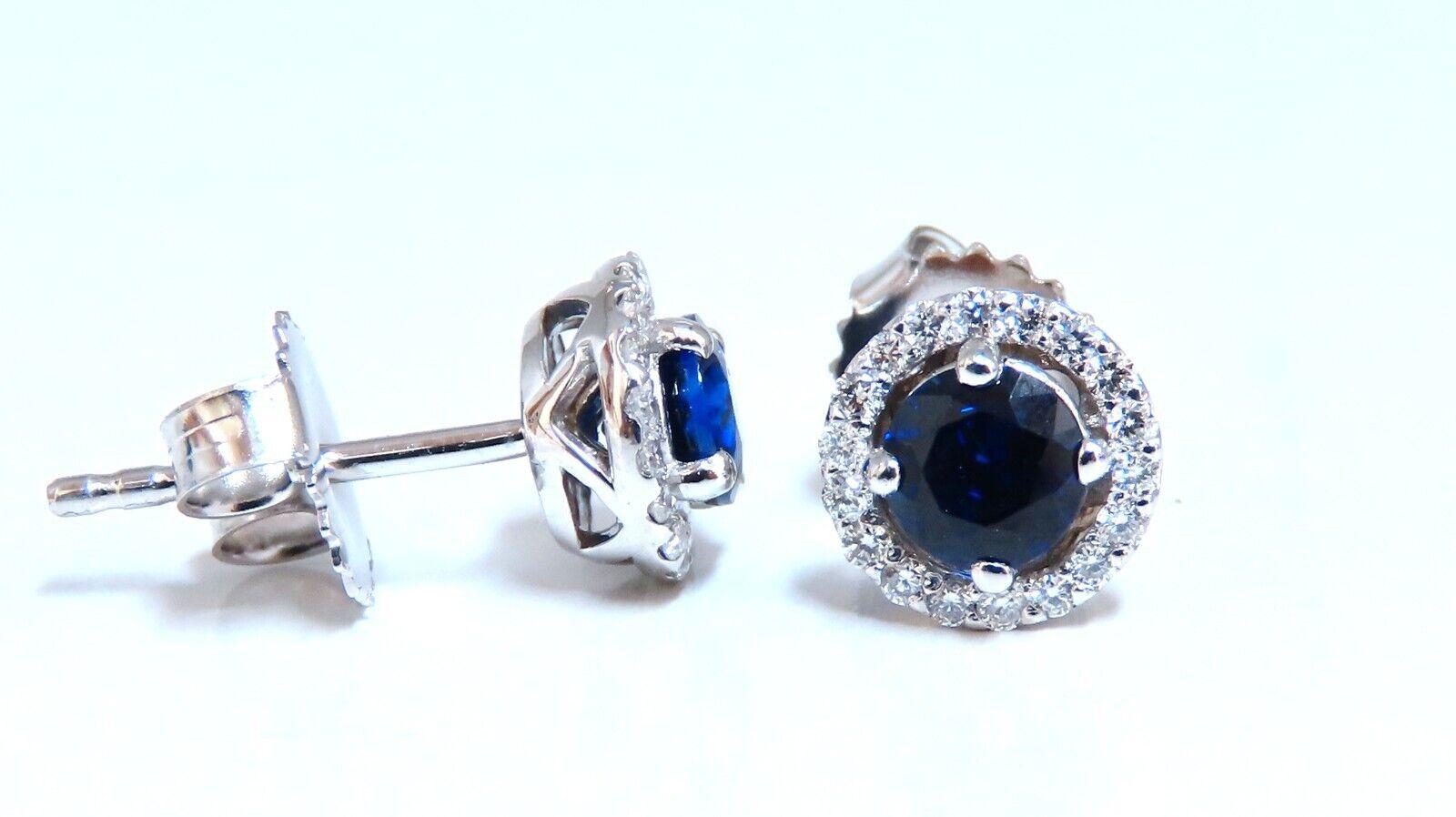 .92ct Natural Sapphire Diamond Earrings 14kt Cluster Halo Prime In New Condition For Sale In New York, NY