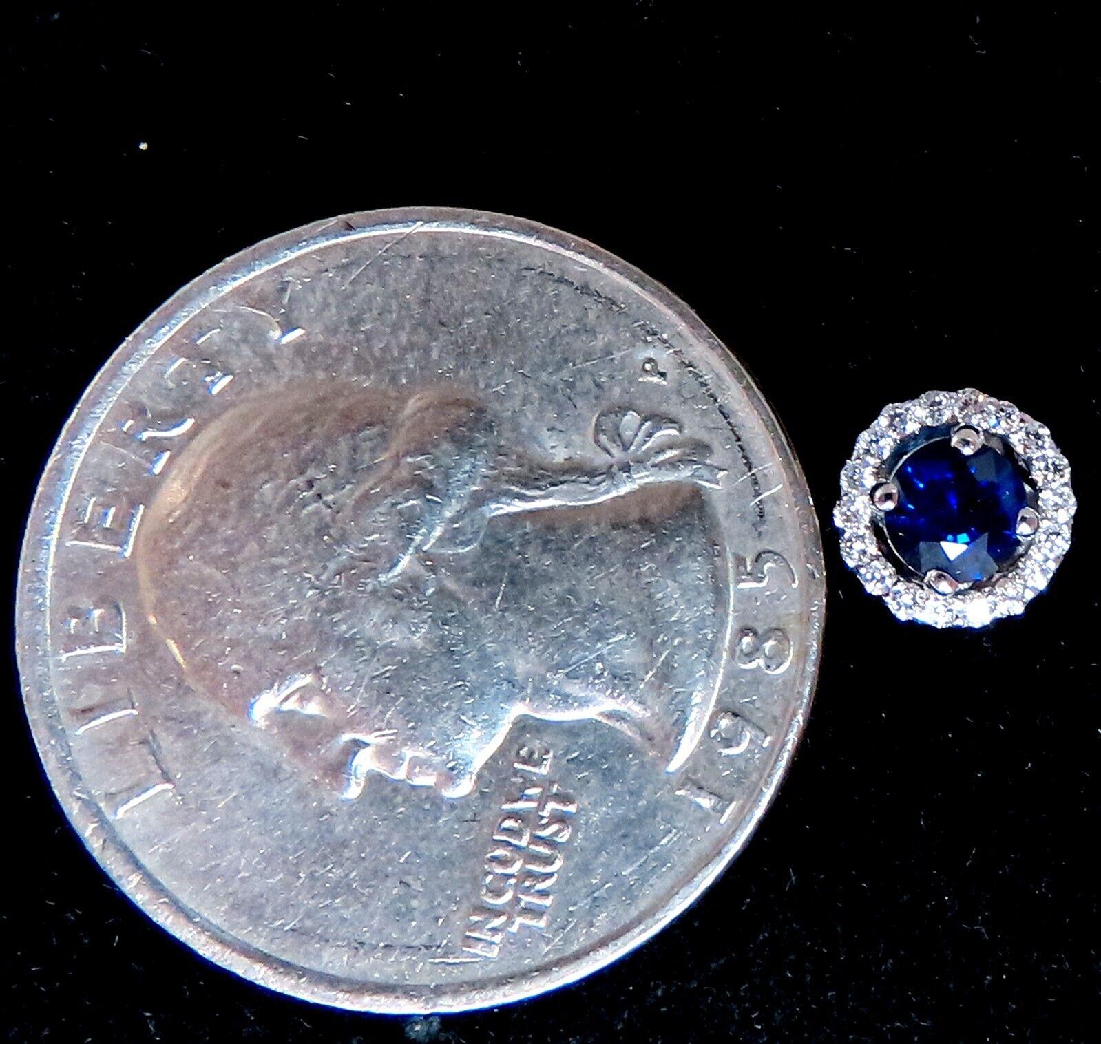 Women's or Men's .92ct Natural Sapphire Diamond Earrings 14kt Cluster Halo Prime For Sale