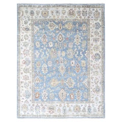9'2 "x11'10" Azul-Gris Colección Supple Tono Sobre Tono Alfombra de Lana Pura Anudada a Mano