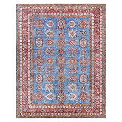 9
2"x11
10" Denim Blue Caucasian Design Super Kazak Pure Wool Hand Knotted Rug